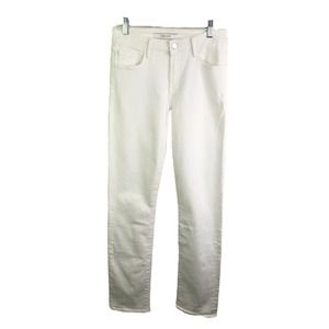 J Brand Women's Amelia Mid‎ Rise Straight Leg Jeans White Mid-Rise Cotton Sz 25